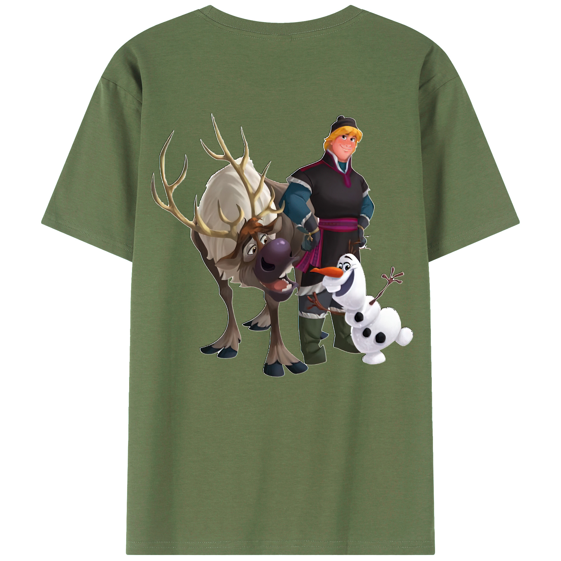 （画像用） アナと雪の女王 アンナ エルサ Frozen Anna Elsa 綿100％ メンズ半袖Tシャツ（バックプリント） 通気性